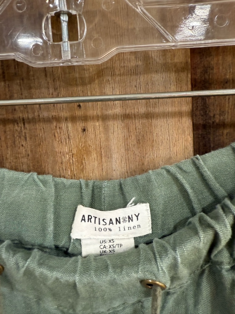 Artisan Ny Olive Green Linen Track Pants